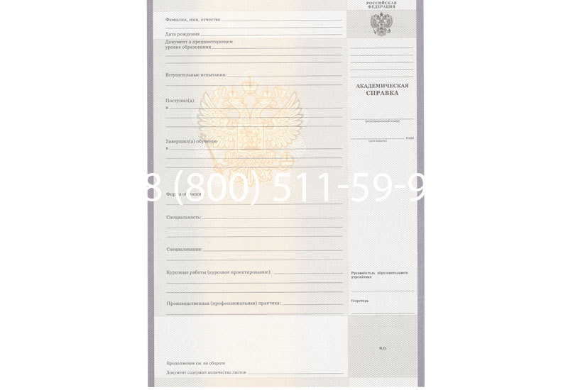 Купить Академическая справка образца 2010-2011 год для колледжа в Каспийске